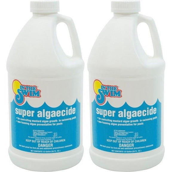 In The Swim Super Algaecide For Above Ground or Inground Swimming Pools – Low Odor, Non-Foaming Preventative for Yellow/Mustard Algae in Swimming Pools - 7.1% Chelated Copper – 1 Gallon F055001002AE