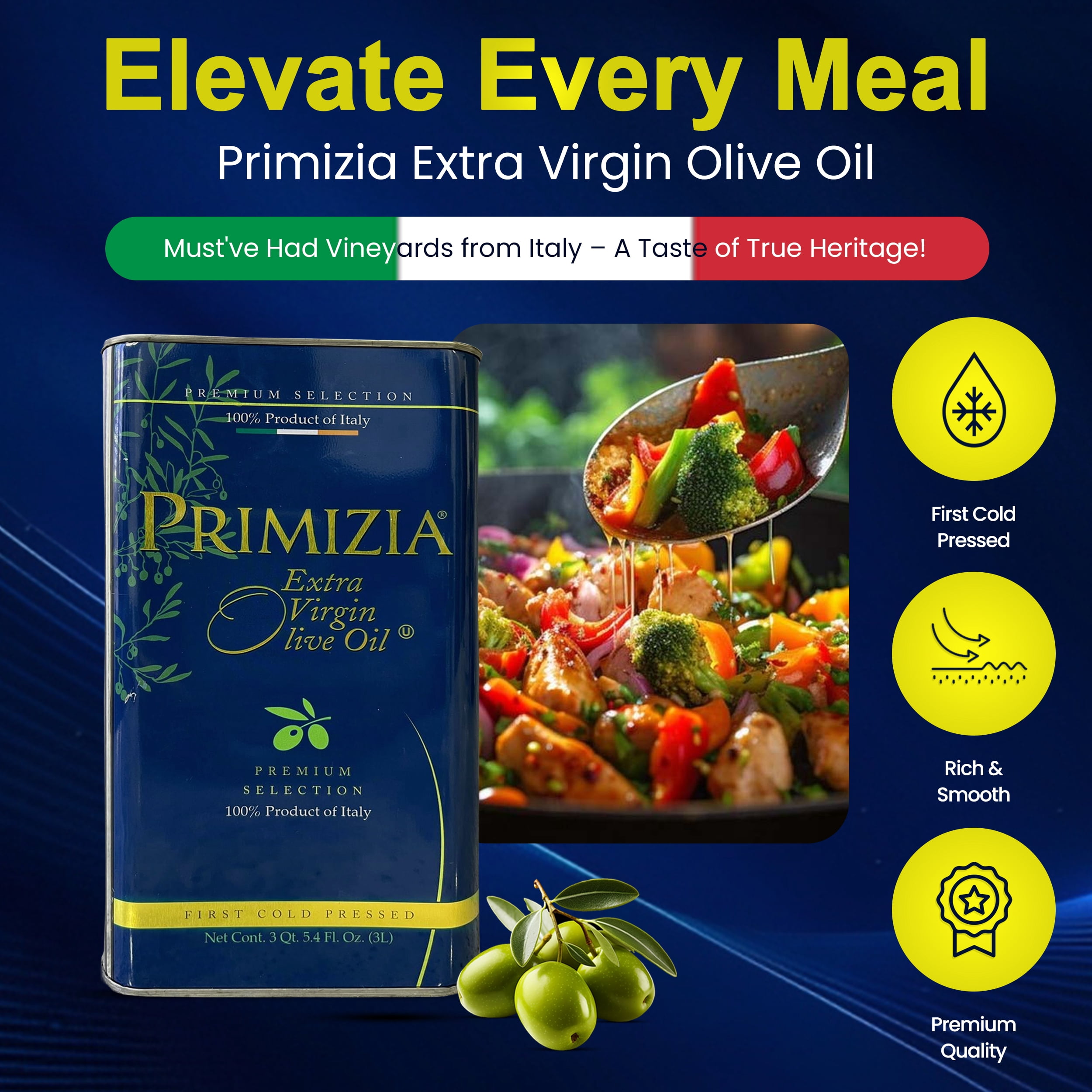 Primizia Extra Virgin Olive Oil - Blue Label - First Cold Pressed