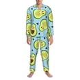 thumbnail image 3 of Yiaed Avocado and Hearts Print Men’s Pajamas Set - Long Sleeve Button Down Sleep Shirt and Pajama Bottoms Sleepwear Set Mens Pjs Sets Men's Pajama Bottoms-Large, 3 of 7