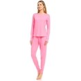 thumbnail image 3 of Womans Ultra Soft Double Brushed Stretch Sleepwear Nightwear Lounge Crew Neck Top and Pants Pajama Set XX-Large, Knockout Pink, 3 of 7