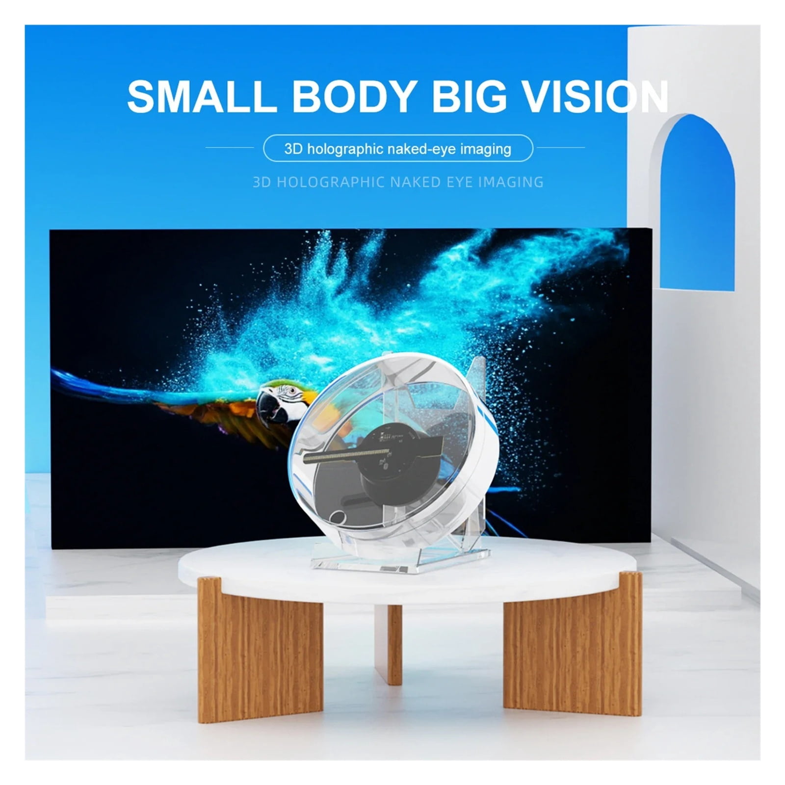 Mini 3D Holographic Projector Fan Desktop LED Advertising Machine Hologram Picture Video Display