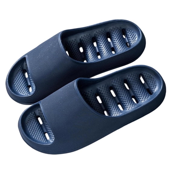 Xfvqtps Men Slide Slippers with Drain Holes Non-Slip Thick Sole Breathable EVA Sandals Shower Home Comfortable Bathroom Shoes House Slippers