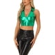 thumbnail image 1 of TOP CROP Holográfico INSPIRE CHIC para Mujeres, Brillante y Reluciente, Halter Metálico, Talla L Verde, 1 of 5