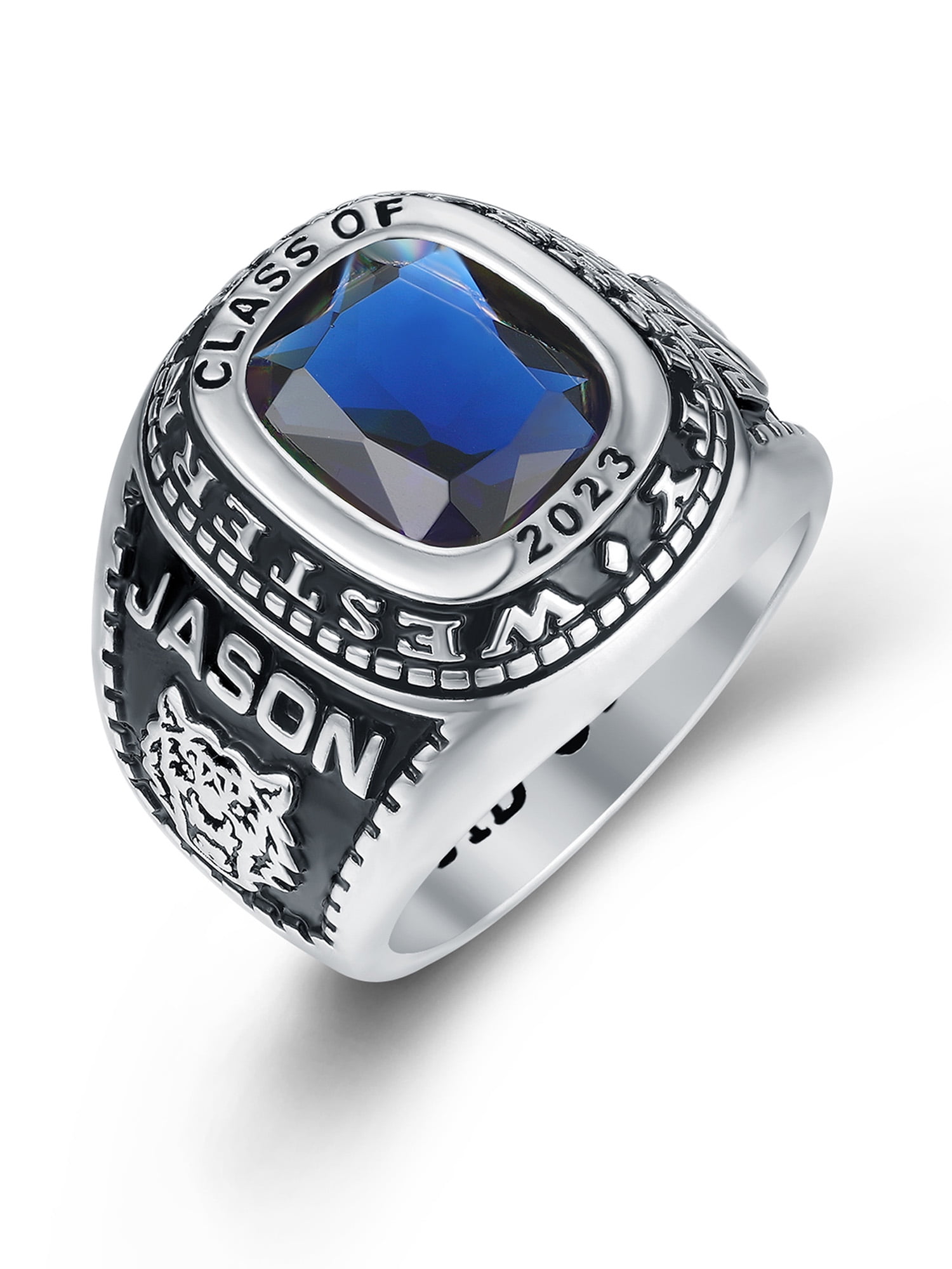 Mementos PJM Customized Men's Class Rings Sterling Silver for High School or College-Classic
