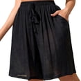 thumbnail image 3 of Vivianyn HD Women's Drawstring Chiffon Casual Shorts, Loose Fit Summer Beach Shorts,Black,Size L-XXXL, 3 of 4