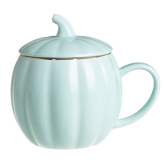 Pumpkin Ceramic Coffee Mug with Lid 14oz Microwave Safe Halloween Autumn Fall Novelty Cup for Women Family Home Decor