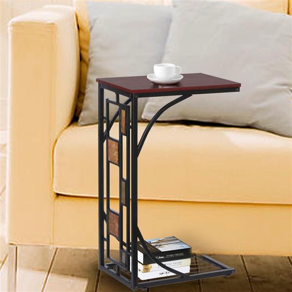 Renwick Traditional C Shaped Wood and Metal End Table, Brown/Black - image 3 of 11