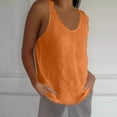 thumbnail image 5 of Fartey Women's Cotton Linen Tank Tops Fashion Raw Edge V Neck Tanks Summer Sleeveless Shirts Loose BreathableSolid Color Casual Camisoles Orange S, 5 of 7