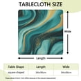 thumbnail image 2 of Teal and Gold Marble Golden Splashes Pattern Square Fitted Tablecloth with Elastic Edge,Square Table Cover,Washable Elastic Table Cover for Home Kitchen Party Decor 34"x34", 2 of 6