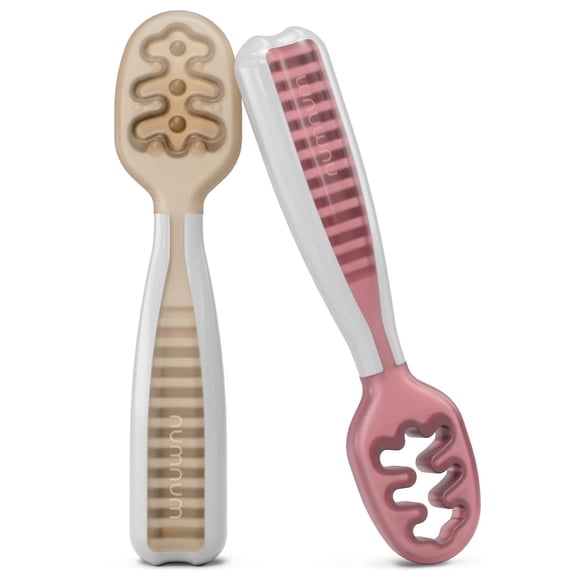 Juego de cucharas para bebés NumNum Pre-Spoon GooTensils para mayores de 6 meses, paquete de 2