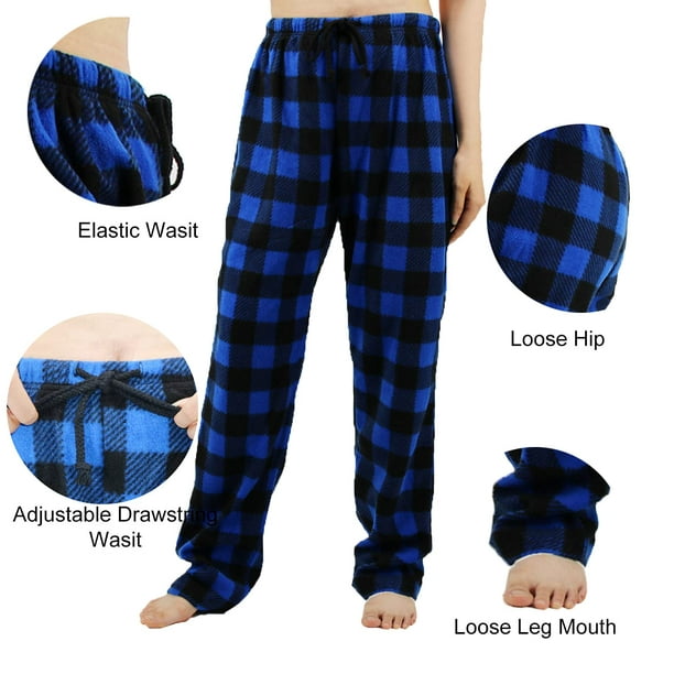 LANBAOSI Women Polar Fleece Pajama Pants Comfy Female Drawstring Lounge  Pjamas Bottoms Classic Plaid Sleepwear Pants Classic Trousers Size Small