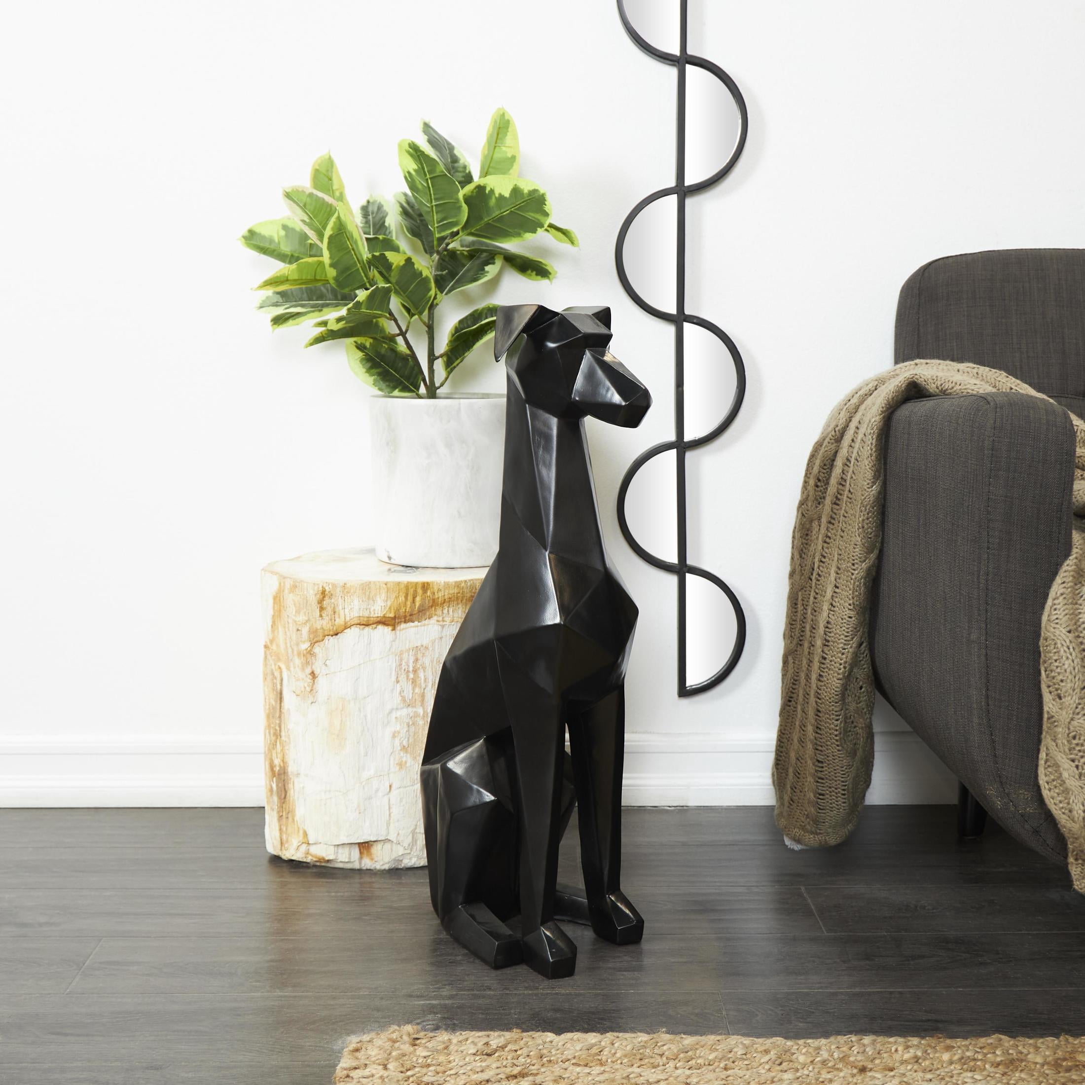 9" x 30" Black Polyresin Cubist Dog Sculpture, by DecMode
