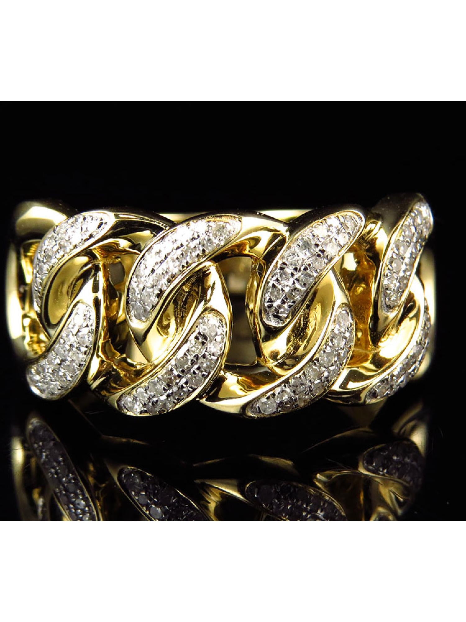 Jewelry Unlimited Mens 10k Yellow Gold Genuine 11 MM Diamond Cuban