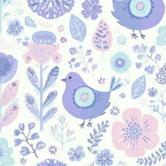 Boho Peel and Stick Wallpaper 17.7in x 9.8ft Cute Birds Folk Flowers Seamless Pastel Lavender Pink Contact Paper Vinyl Self-Adhesive Removable Wall Paper for Bedroom Bathroom Renter Friendly