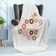 thumbnail image 4 of Heart Soft Flannel Fleece Throw Blanket, Shape with Tasty Donuts Dessert Theme Chocolate Glazed Sprinkles and Creamy Pastry, Cozy Plush for Indoor and Outdoor Use, 70" x 90", Multicolor, by Ambesonne, 4 of 5