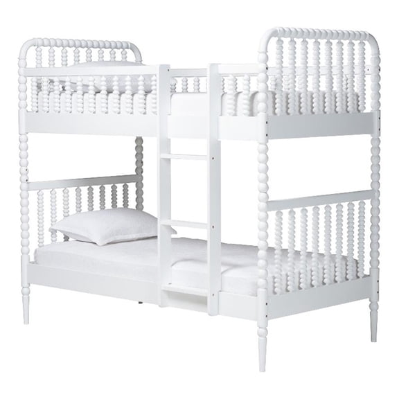 Baxton Studio Lucera Bobbin Bunk Bed with Ladder White