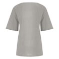 thumbnail image 3 of CHOK Womens Tops Boho Cotton Linen T-Shirts Tops Loose Pullover Blouses Light Gray L, 3 of 4