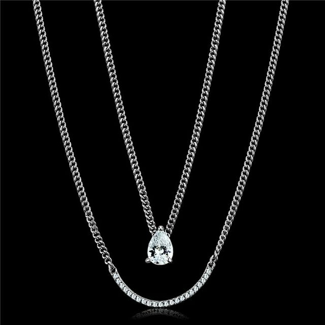 Alamode TS514-16Plus2 Femmes Rhodium 925 Collier en Argent Sterling avec AAA Grade CZ en Clair - 16 & 2 Po.