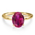 thumbnail image 3 of Gem Stone King 14K Yellow Gold Red Created Ruby Engagement Ring for Women | 4.00 Cttw | Oval 11X9MM | Gemstone July Birthstone | Size 9, 3 of 6