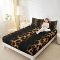 thumbnail image 4 of Manfei Leopard Cheetah Print Twin Sheet Sets, Black Gold Glitter Twin Fitted Sheet, Modern Fashion Flat Sheet, Microfiber Bedroom Decor, 3 Pieces, 4 of 7