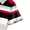 thumbnail image 6 of Fnnxeal Mens Polo Shirts Casual Button Striped Collared Short Sleeve Summer Polo Red Shirts for Men Size XL, 6 of 7