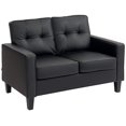 thumbnail image 1 of HOMCOM 51" PU Leather Loveseat with Armrests and Tufted Backrest, Black, 1 of 10