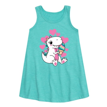 

Instant Message - Ice Cream Dinosaur - Toddler & Youth Girls A-line Dress