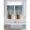 thumbnail image 2 of Tier Curtains 45 Inches Long, Teal Blue Window Treatment Curtain Drapes, Brown White Minimalist Retro Smear Ombre Art Window Half Privacy Curtains for Bedroom Bathroom, 42"x45", 2 Panels, 2 of 7