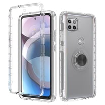 for LG Motorola G 5G Moto One 5G ACE Ring Kickstand Full Body Built In Screen Protector Clear Phone Case PU Shock Bumper Scratch Guard Skin Wrap Slim Cover