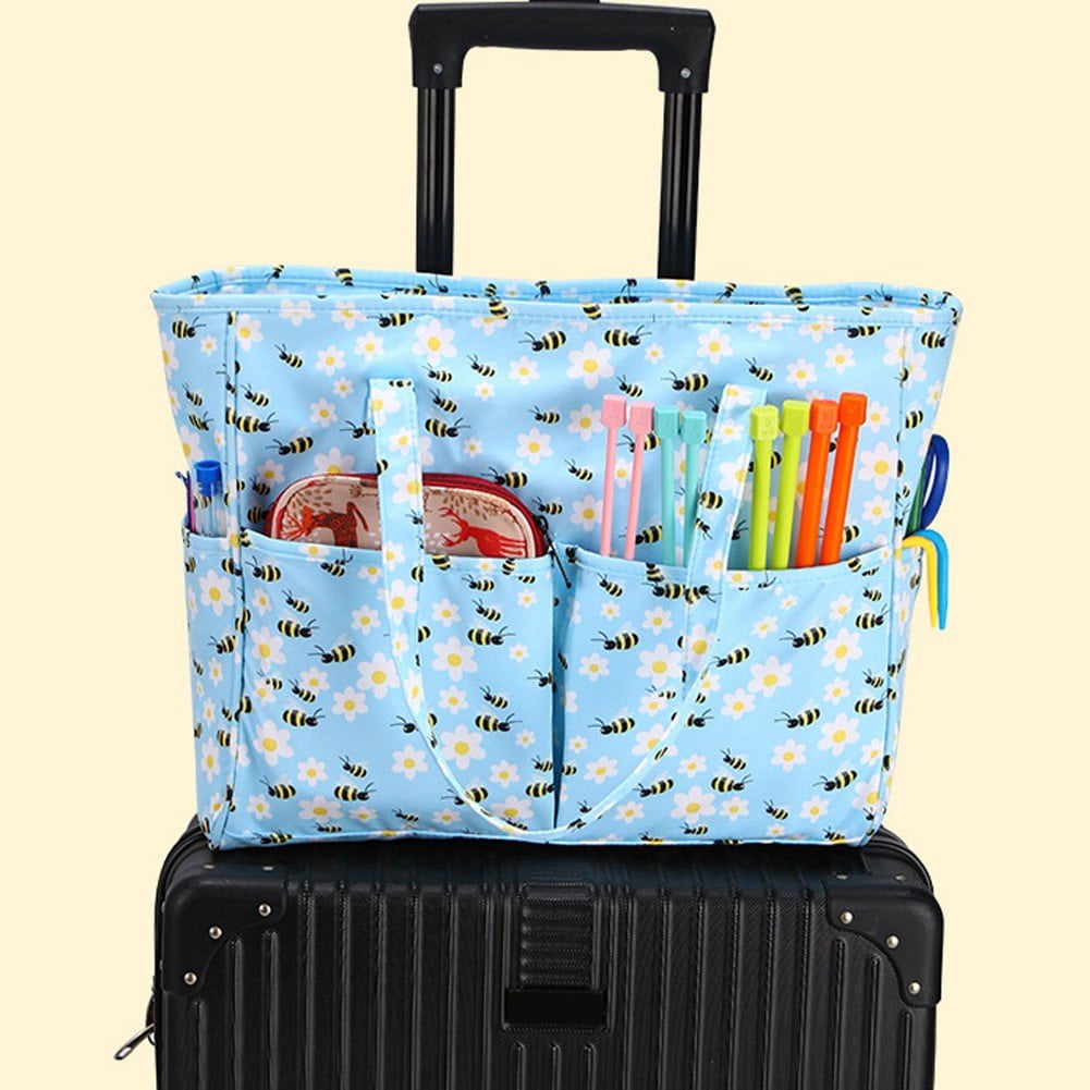 Crochet Bag Yarn Storage Tote Bag,Knitting Bag with Multiple Pockets for Store Yarn Balls and Knitting Crochet Accessories,Portable Travel Yarn Bag/Lightweight/Waterproof