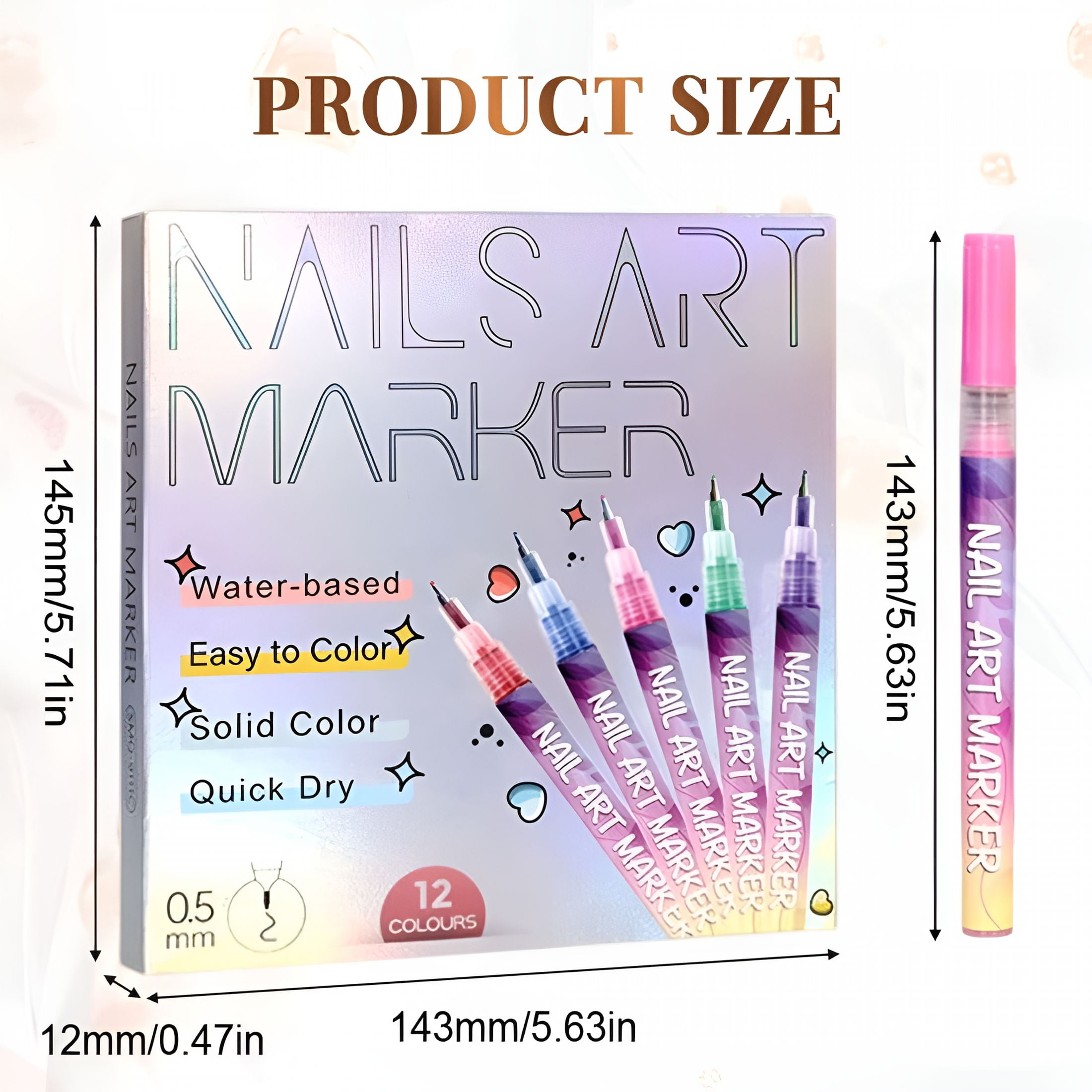 CCOCC Nail Art Markers for Gel Nails 12 Colors Nail Art Pens Set,Diy Nail Art Marker Drawing Painting Liner Pen for Home Salon,Quickly Dry Nail Art Nail Diy Decoration(12 Colors)