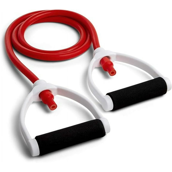 Champion Sports Resistance Tube Bands for Men and Women, Durable Stretch Fitness Band for Strength Training, Stretching, Rehabilitation - Premium Home Workout Equipment - 60 Lbs Resistance Tubing-Red
