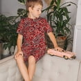 thumbnail image 4 of Balery Vintage Red Paisley Conjunto de Pijama Infantil de Manga Corta con Estampado – Ropa de Dormir de Algodón Suave-3X-Large, 4 of 6