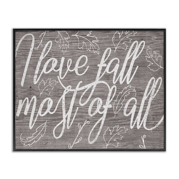 Stupell Industries French Country Rustic I Love Fall Wood Pattern Black Framed Giclee Art, 14 x 11, by Lil' Rue