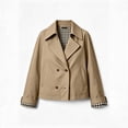 thumbnail image 4 of QQZ Relaxed Cropped Double Breasted Trench Jacket Women, Lightweight Cardigans For Women Trendy, Fall Travel Business Casual Commute Street Daily Outfits, 4 of 9