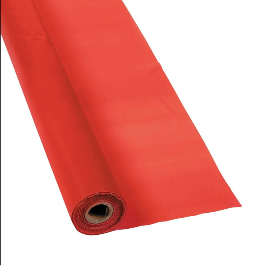 Red Plastic Table Cover Roll 40" x 100' Banquet Table Roll