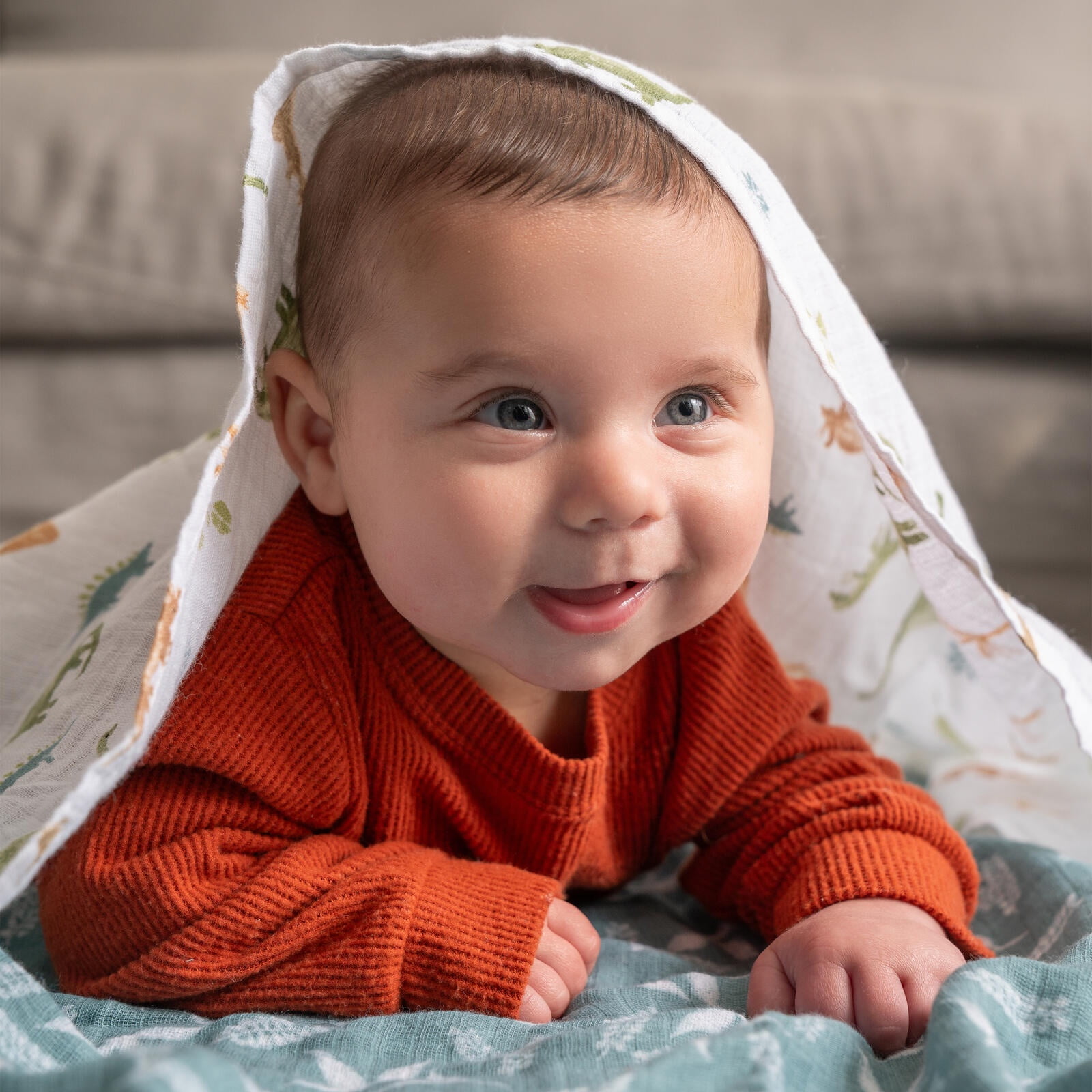 aden + anais Essentials Muslin Swaddle Blankets, Newborn Receiving Blanket for Swaddling, 100% Cotton Baby Swaddle Wrap, 2 Pack, Dino Jungle, Blue