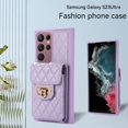 thumbnail image 3 of SaniMore for Samsung Galaxy S23 Ultra PU Leather Case, Multi-Functional Metal Snap Wallet Cover with Card Slot & Kickstand Shoulder Strap Full Body Protective Shell for Samsung S23 Ultra, Purple, 3 of 10