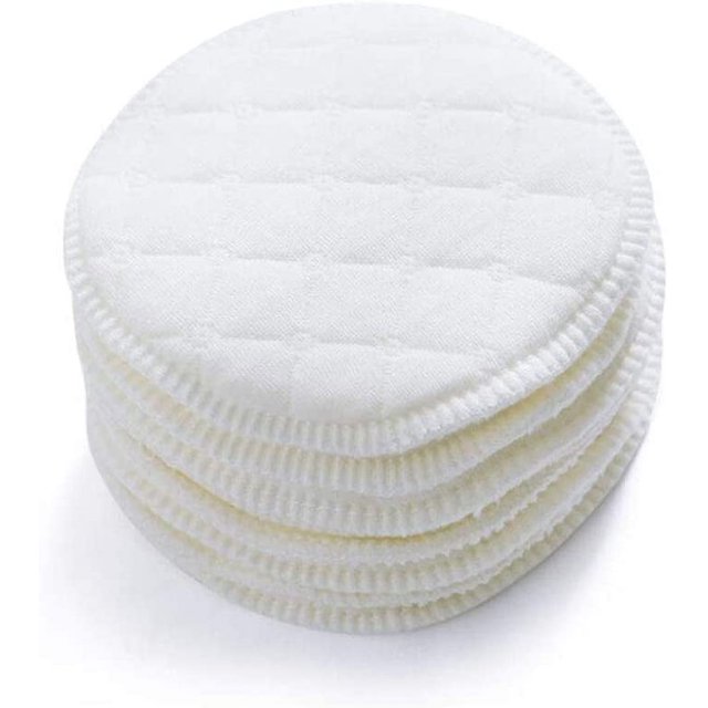 Paquete de 12 almohadillas de lactancia de algodón suave y transpirable, redondas, blancas, lavables Spill-P