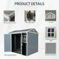 thumbnail image 3 of Olurrisa 8x6 FT Resin Outdoor Storage Shed with Floor, Two Windows and Lockable Door, Gray Waterproof Tool Shed with Sloping Roof and Air Vents for Garden and Patio, 3 of 8