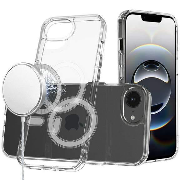 For iPhone 17E / 16E / SE4 Thick Transparent [Magnetic Circle] Shockproof Hybrid - Clear