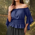 thumbnail image 4 of Women's Renaissance Shirt Ruffle Sleeve Off The Shoulder Peplum Blouse Retro Medieval Dressy Top, 4 of 5