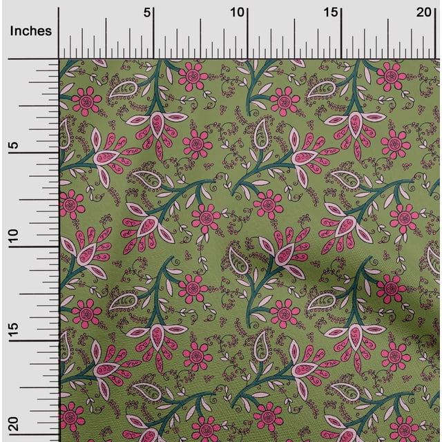oneOone Tissu Polyester Lycra Feuilles & Floral Imprimé au Mètre 56 Pouces de Large