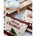 thumbnail image 2 of Pack of 2 Outdoor Pillow Covers, Merry Christmas Buffalo Check Plaid Truck Tree Xmas Snowflake Waterproof Square Throw Pillowcase Cushion Decorative Pillow Covers for Couch Patio Tent, 20x20 in, 2 of 6