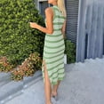 thumbnail image 5 of Ruyang Womens Bodycon Summer Casual Midi Sundress Sleeveless Cute Hollow Out Knit Side Slit Striped Long Tank Dress Long Sleeve Shirt Dress, 5 of 6