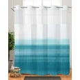 thumbnail image 6 of No Hook Shower Curtains, Turquoise White Ombre Standard Shower Curtains with Snap in Liner, Modern Country Abstract Stripes Waterproof Washable Fabric Bathroom Shower Curtain Sets, 66" x 72", 6 of 7