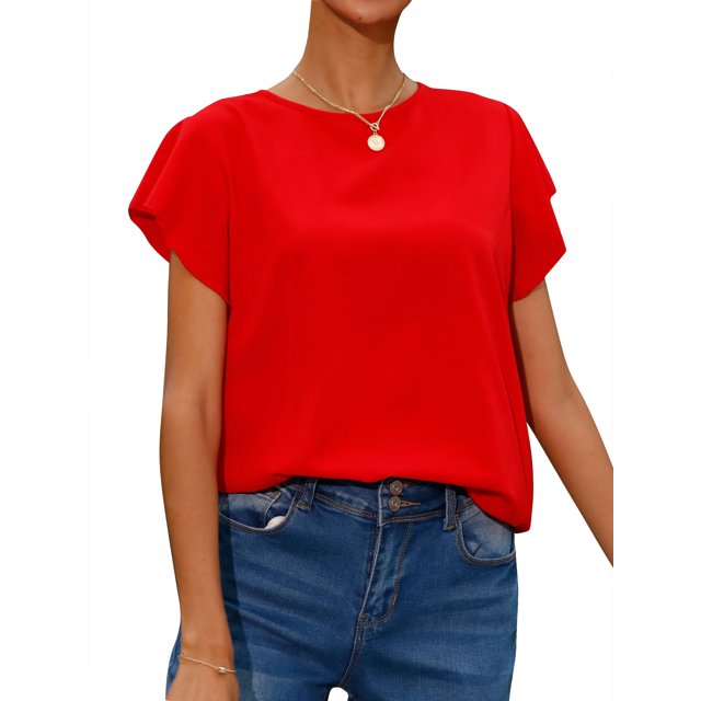 T-shirt Uni à Manches Courtes avec Découpe au Dos pour Femmes