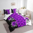 thumbnail image 3 of Manfei Purple Rose 7-Piece Twin Bedding Sets,Rustic Flower Floral Bedding Comforter Set,Blue Black White Sheet Sets For Men Women,Super Cozy Room Decor, 3 of 8