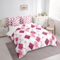 thumbnail image 3 of jejeloiu Modern Abstract Geometric 7-Piece Bedding Comforter Set,Pink Rhombus Print King Bedding Sets For Men Women Reversible, 3 of 8