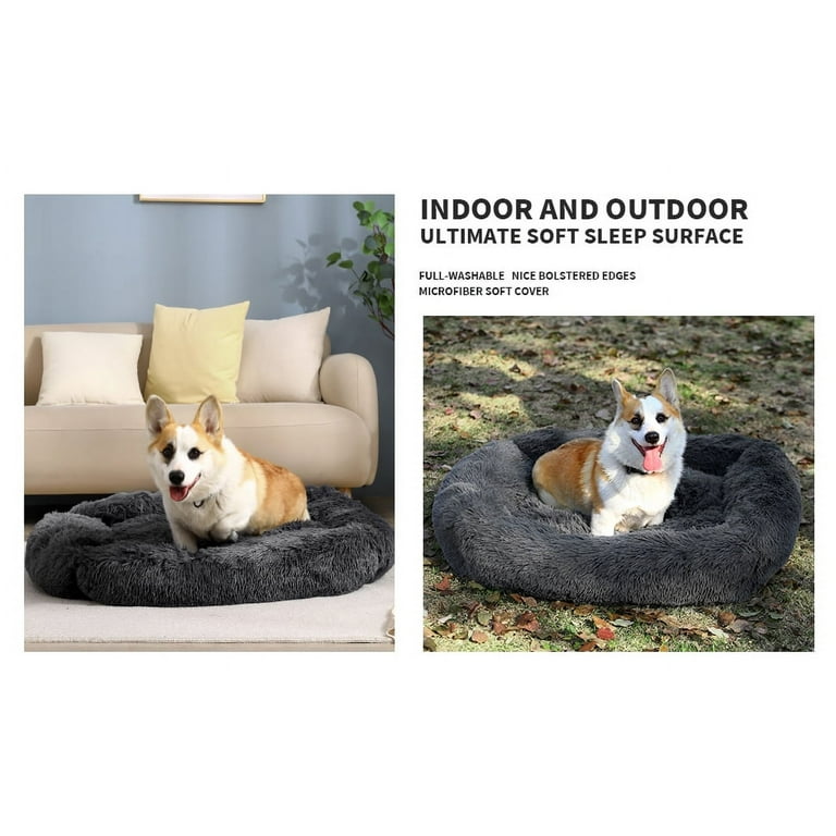 Walmart Dog Bed Medium Rectangle Plush for Dogs Cats Washable Large Pet Beds 32x28x7in Up to 45 lbs Darkgrey Walmart
